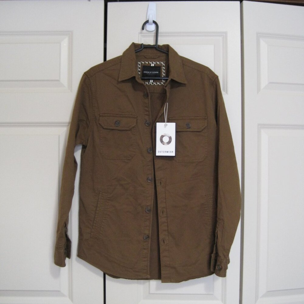 NWT Ricky Singh Denim & Flower Men’s brown Shirt Jacket